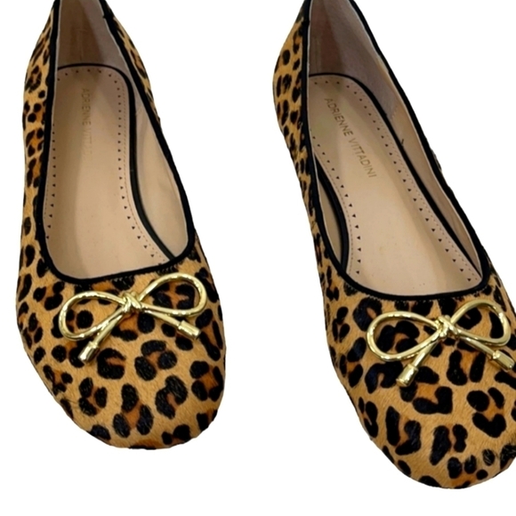 Adrienne Vittadini Ballet Flats Leopard Print Gold Bow - Picture 2 of 5